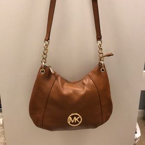 Michael Kors camel leather crossbody shoulder bag
